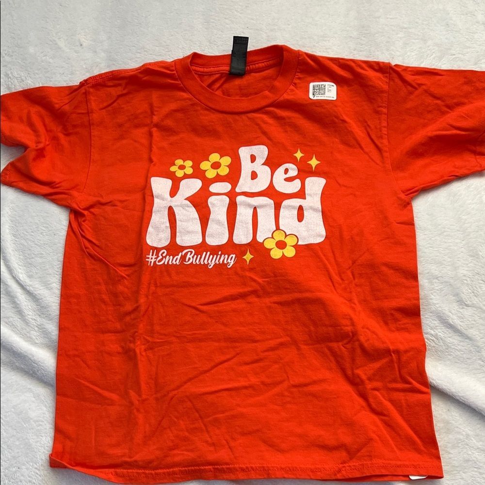 Be Kind #endbullying Orange Kids T-Shirt (Youth L)